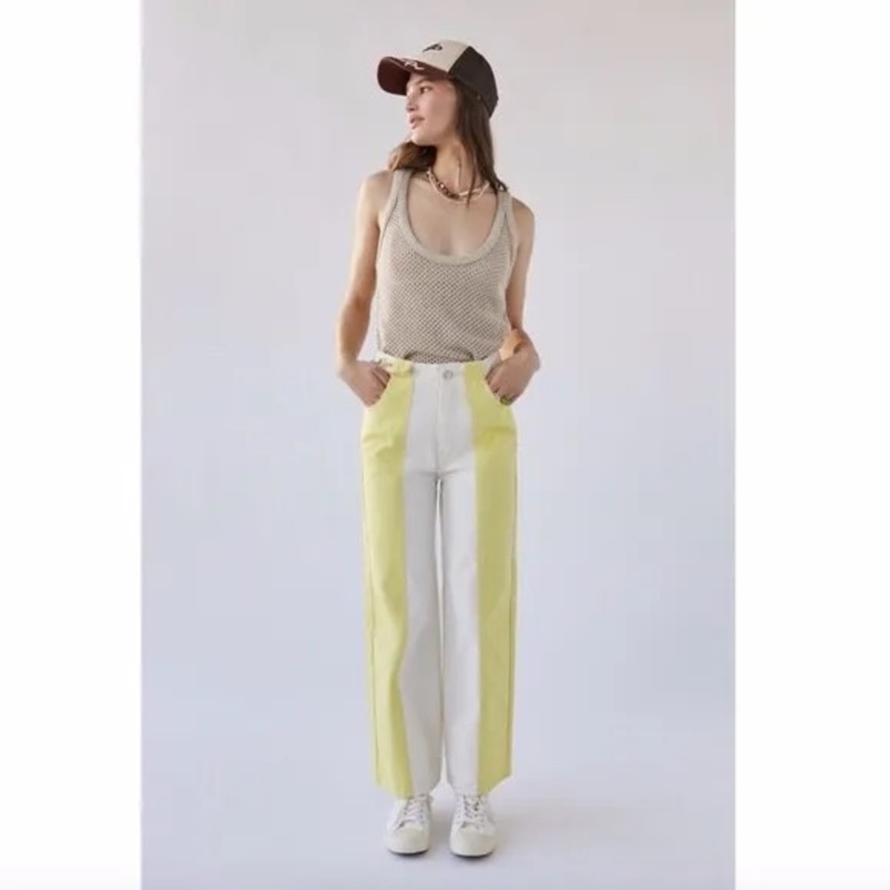 NWT Urban Outfitters BDG High & Wide Jean Colorblock in Sun Yellow